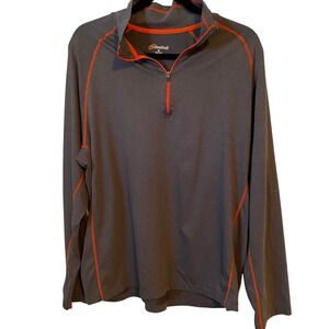 Cloudveil Men's Gray Orange Trim 1/4 Zip Long Sleeve Pullover Shirt‎ XL